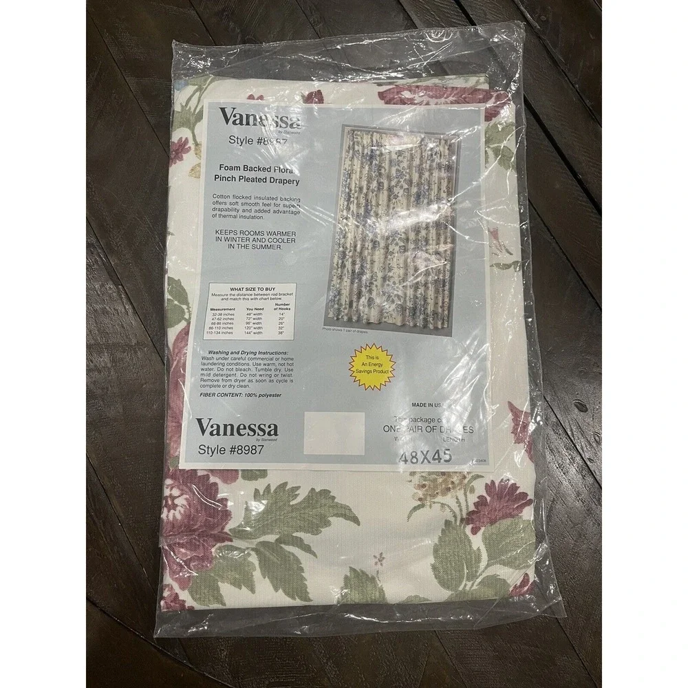 Vtg Stanwood Drapes Floral Vanessa Pinch Pleated 48x45